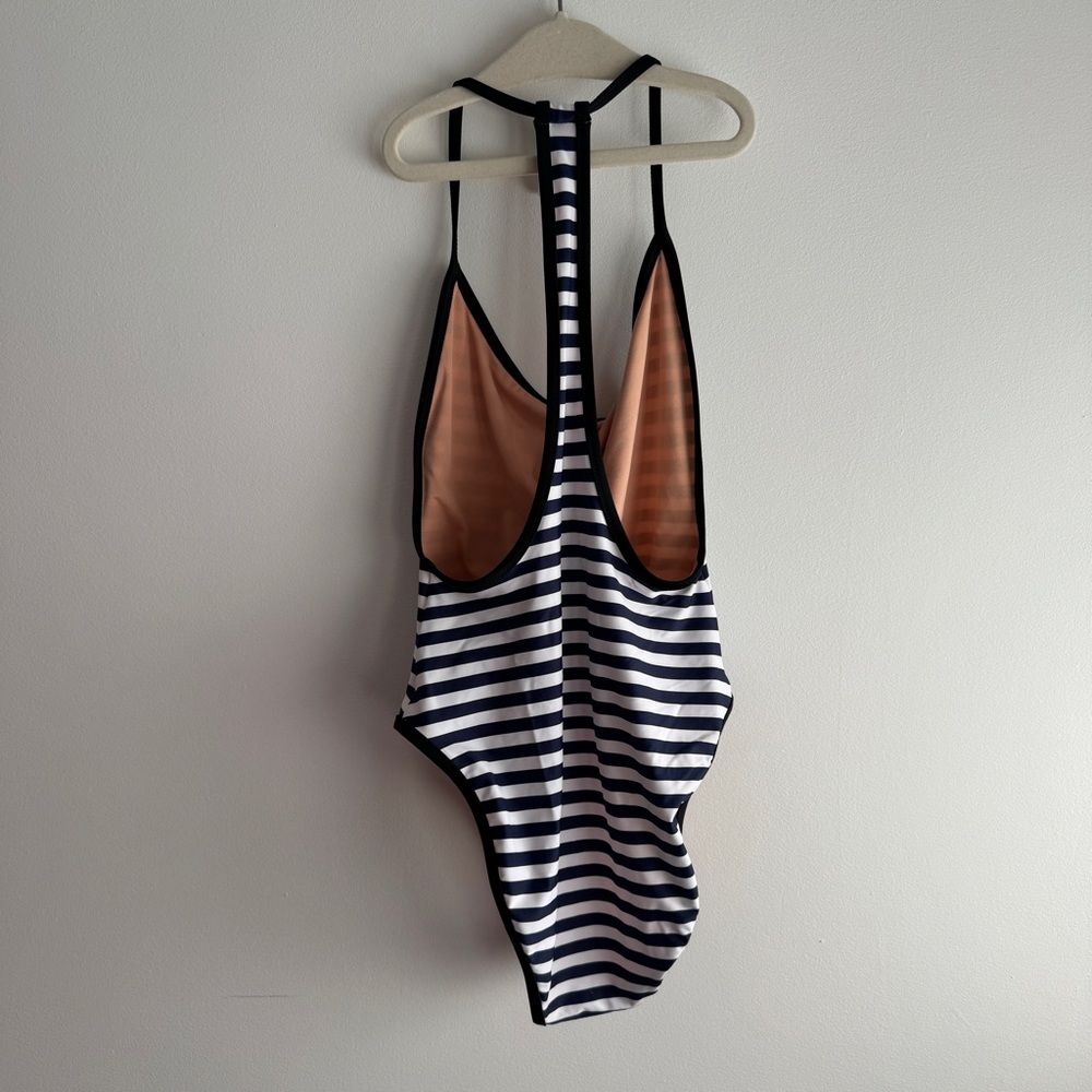 Striped Navy and White Women's Swimsuit NWOT Size 6 - Picture 3 of 5